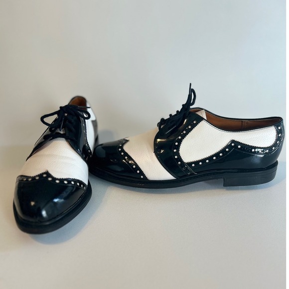 Vintage Nettleton Golf Shoes Black & White w/Metal Spikes 10 Preppy Old Money - Picture 2 of 7